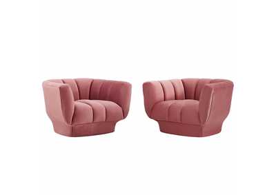 Image for Dusty Rose Entertain Vertical Channel Tufted Performance Velvet Arm Chair [Set of 2]