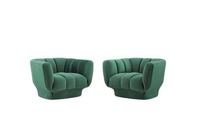 Image for Green Entertain Vertical Channel Tufted Performance Velvet Arm Chair [Set of 2]