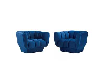 Image for Navy Entertain Vertical Channel Tufted Performance Velvet Arm Chair [Set of 2]