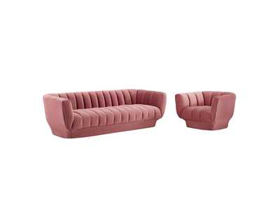 Image for Dusty Rose Entertain Vertical Channel Tufted Performance Velvet Sofa and Armchair Set