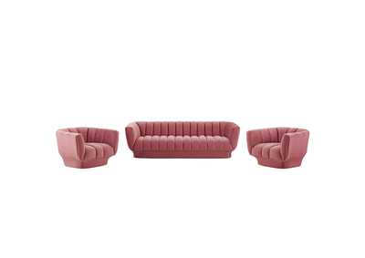 Image for Dusty Rose Entertain Vertical Channel Tufted Performance Velvet 3 Piece Set