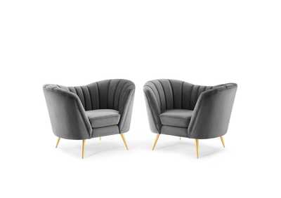 Image for Gray Opportunity Performance Velvet Arm Chair [Set of 2]