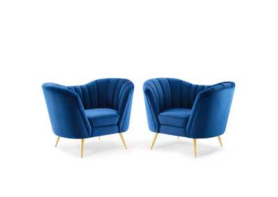 Image for Navy Opportunity Performance Velvet Arm Chair [Set of 2]