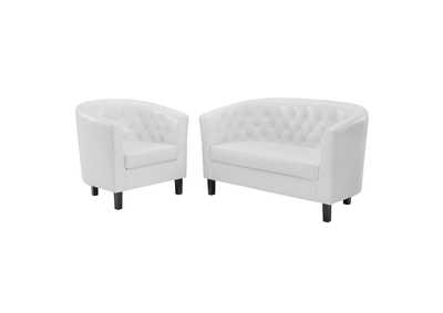 Image for White Prospect Upholstered Vinyl Loveseat and Armchair Set