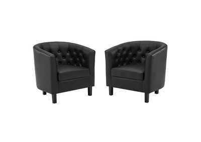 Image for Black Prospect Upholstered Vinyl Arm Chair [Set of 2]