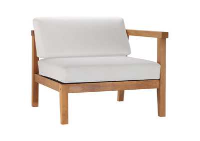 Image for Natural White Bayport Outdoor Patio Teak Wood Right-Arm Chair