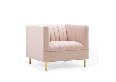 Image for Pink Shift Channel Tufted Performance Velvet Arm Chair