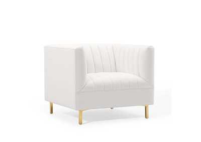 Image for White Shift Channel Tufted Performance Velvet Arm Chair