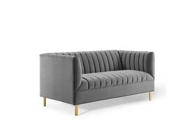 Image for Gray Shift Channel Tufted Performance Velvet Loveseat