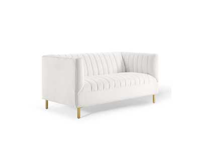 Image for Shift White Channel Tufted Performance Velvet Loveseat