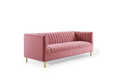 Image for Dusty Rose Shift Channel Tufted Performance Velvet Sofa