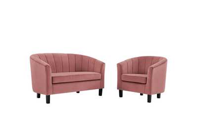 Image for Dusty Rose Prospect Channel Tufted Performance Velvet Loveseat and Armchair Set