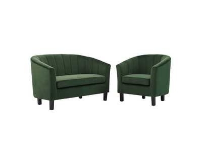 Image for Emerald Prospect Channel Tufted Performance Velvet Loveseat and Armchair Set