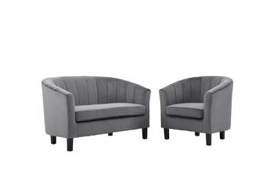 Image for Gray Prospect Channel Tufted Performance Velvet Loveseat and Armchair Set