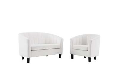 Image for White Prospect Channel Tufted Performance Velvet Loveseat and Armchair Set