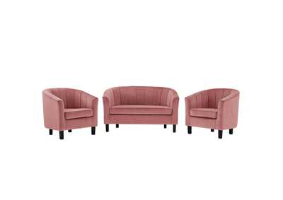 Image for Dusty Rose Prospect Channel Tufted 3 Piece Performance Velvet Set