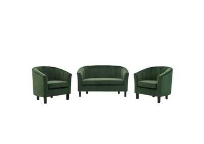 Image for Emerald Prospect Channel Tufted 3 Piece Performance Velvet Set