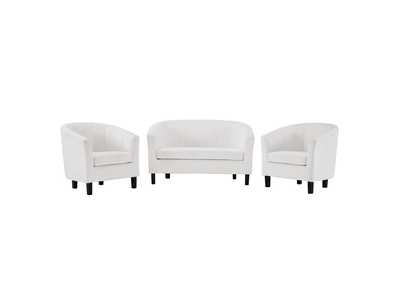 Image for White Prospect Channel Tufted 3 Piece Performance Velvet Set