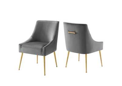 Image for Gray Discern Upholstered Performance Velvet Dining Chair [Set of 2]