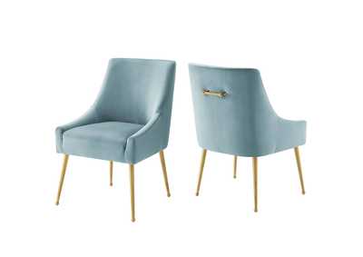 Image for Light Blue Discern Upholstered Performance Velvet Dining Chair [Set of 2]
