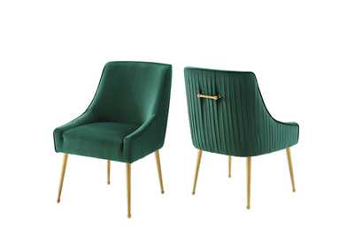 Image for Green Discern Pleated Back Upholstered Performance Velvet Dining Chair [Set of 2]