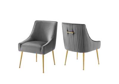 Image for Gray Discern Pleated Back Upholstered Performance Velvet Dining Chair [Set of 2]