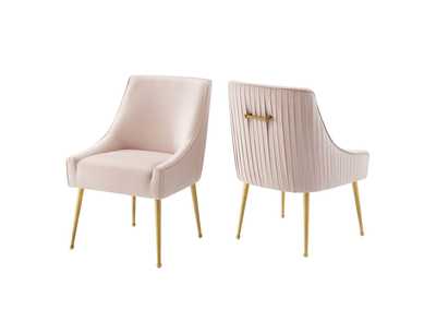 Image for Pink Discern Pleated Back Upholstered Performance Velvet Dining Chair [Set of 2]