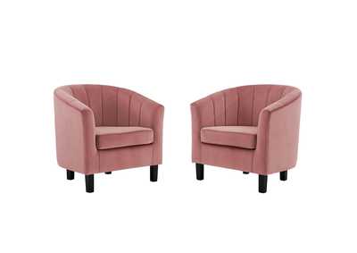 Image for Dusty Rose Prospect Channel Tufted Performance Velvet Arm Chair [Set of 2]