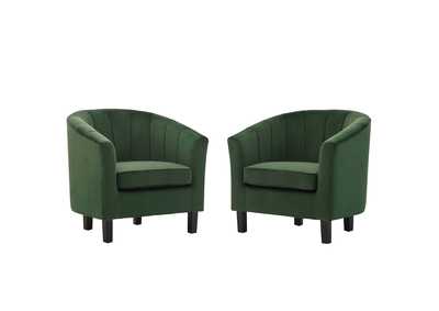 Image for Emerald Prospect Channel Tufted Performance Velvet Arm Chair [Set of 2]