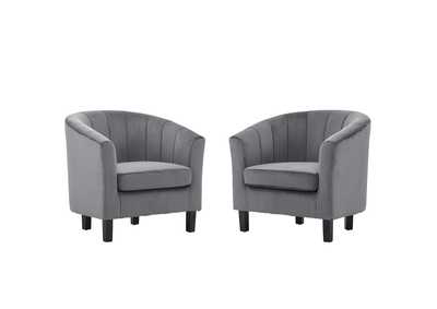 Image for Gray Prospect Channel Tufted Performance Velvet Arm Chair [Set of 2]