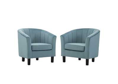 Image for Light Blue Prospect Channel Tufted Performance Velvet Arm Chair [Set of 2]