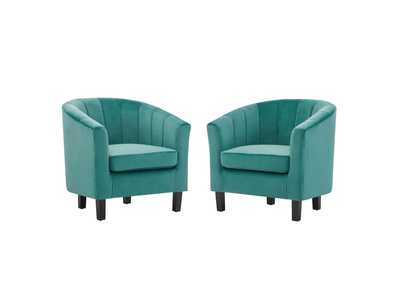 Image for Teal Prospect Channel Tufted Performance Velvet Arm Chair [Set of 2]