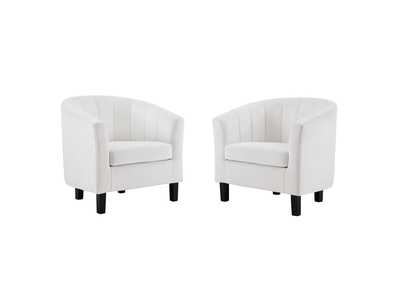 Image for White Prospect Channel Tufted Performance Velvet Arm Chair [Set of 2]