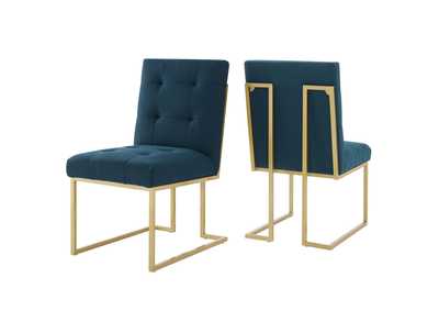 Image for Gold Azure Privy Gold Stainless Steel Upholstered Fabric Dining Accent Chair [Set of 2]