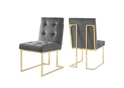 Image for Gold Charcoal Privy Gold Stainless Steel Performance Velvet Dining Chair [Set of 2]