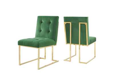 Image for Gold Emerald Privy Gold Stainless Steel Performance Velvet Dining Chair [Set of 2]