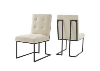 Image for Black Beige Privy Black Stainless Steel Upholstered Fabric Dining Chair [Set of 2]