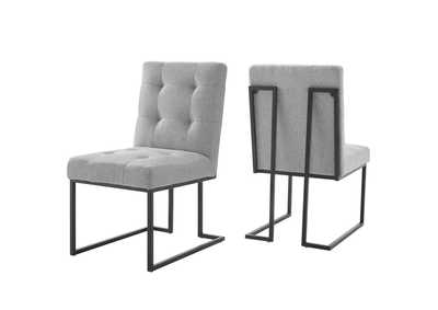 Image for Black Light Gray Privy Black Stainless Steel Upholstered Fabric Dining Chair [Set of 2]