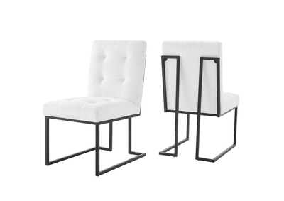 Image for Black White Privy Black Stainless Steel Upholstered Fabric Dining Chair [Set of 2]