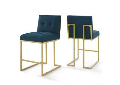 Image for Gold Azure Privy Gold Stainless Steel Upholstered Fabric Counter Stool [Set of 2]