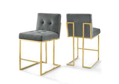 Image for Gold Charcoal Privy Gold Stainless Steel Performance Velvet Counter Stool [Set of 2]