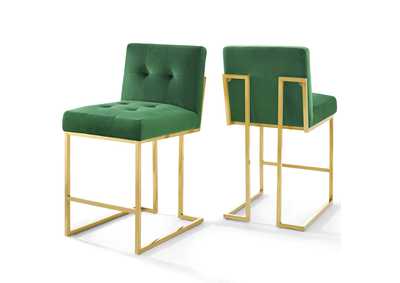 Image for Gold Emerald Privy Gold Stainless Steel Performance Velvet Counter Stool [Set of 2]