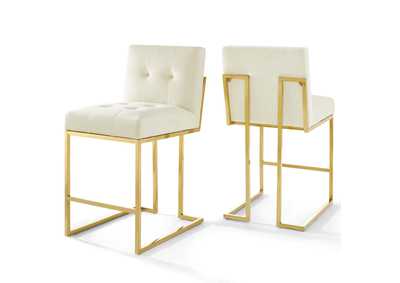 Image for Gold Ivory Privy Gold Stainless Steel Performance Velvet Counter Stool [Set of 2]