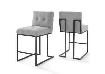 Image for Black Light Gray Privy Black Stainless Steel Upholstered Fabric Counter Stool [Set of 2]