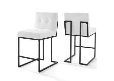 Image for Privy Black White Black Stainless Steel Upholstered Fabric Counter Stool [Set of 2]