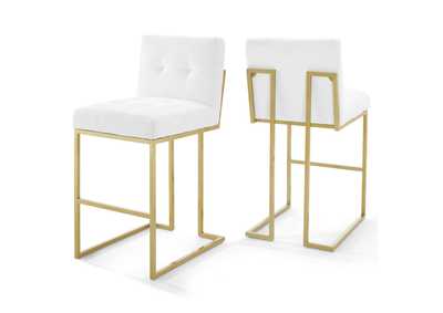 Image for Gold White Privy Gold Stainless Steel Performance Velvet Bar Stool [Set of 2]