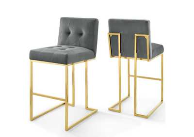 Image for Gold Charcoal Privy Gold Stainless Steel Performance Velvet Bar Stool [Set of 2]