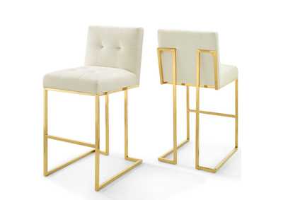 Image for Gold Ivory Privy Gold Stainless Steel Performance Velvet Bar Stool [Set of 2]