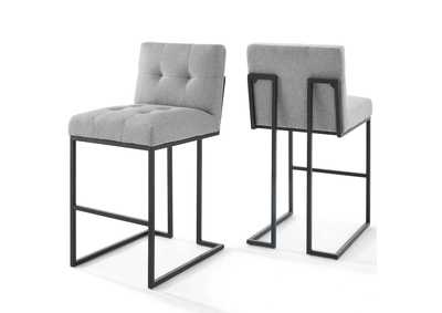 Image for Black Light Gray Privy Black Stainless Steel Upholstered Fabric Bar Stool [Set of 2]