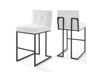 Image for Black White Privy Black Stainless Steel Upholstered Fabric Bar Stool [Set of 2]